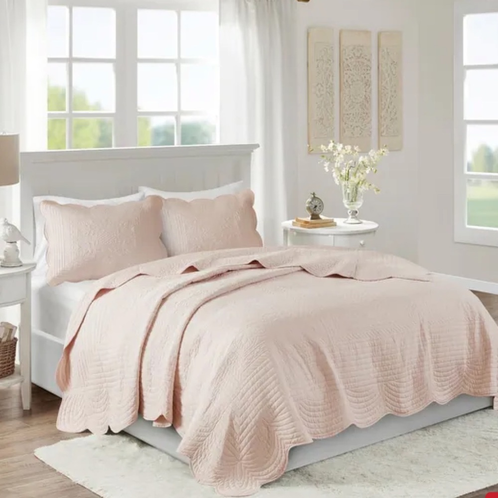 NEVER OPENED Madison Park soft pink coverlet set in Full/Queen. Includes 2 shams